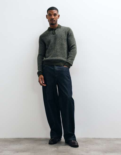 Jack & Jones knit polo top in green stripe, 5 of 5