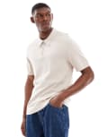 [Jack & Jones] Jack & Jones knit polo with zip in cream-White XS Silver Lining