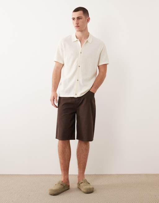Jack & Jones knit shirt with short sleeves in off white, 2 of 5