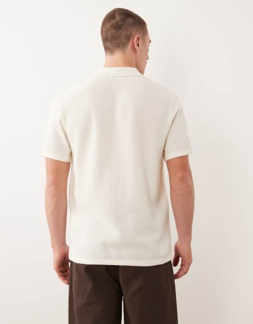 Jack & Jones knit shirt with short sleeves in off white, 5 of 5