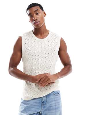knit tank in ecru-White