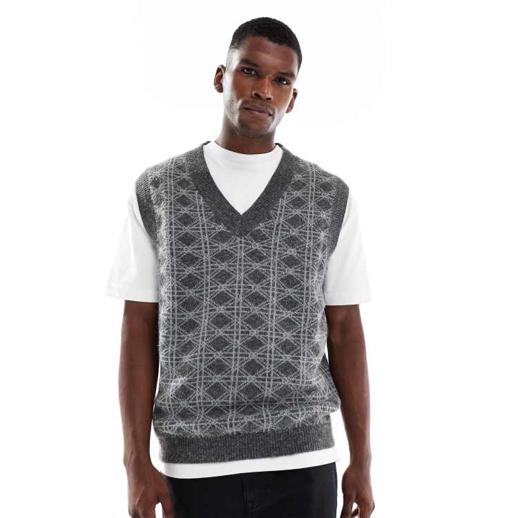 Jack & Jones knit vest in gray pattern | ASOS