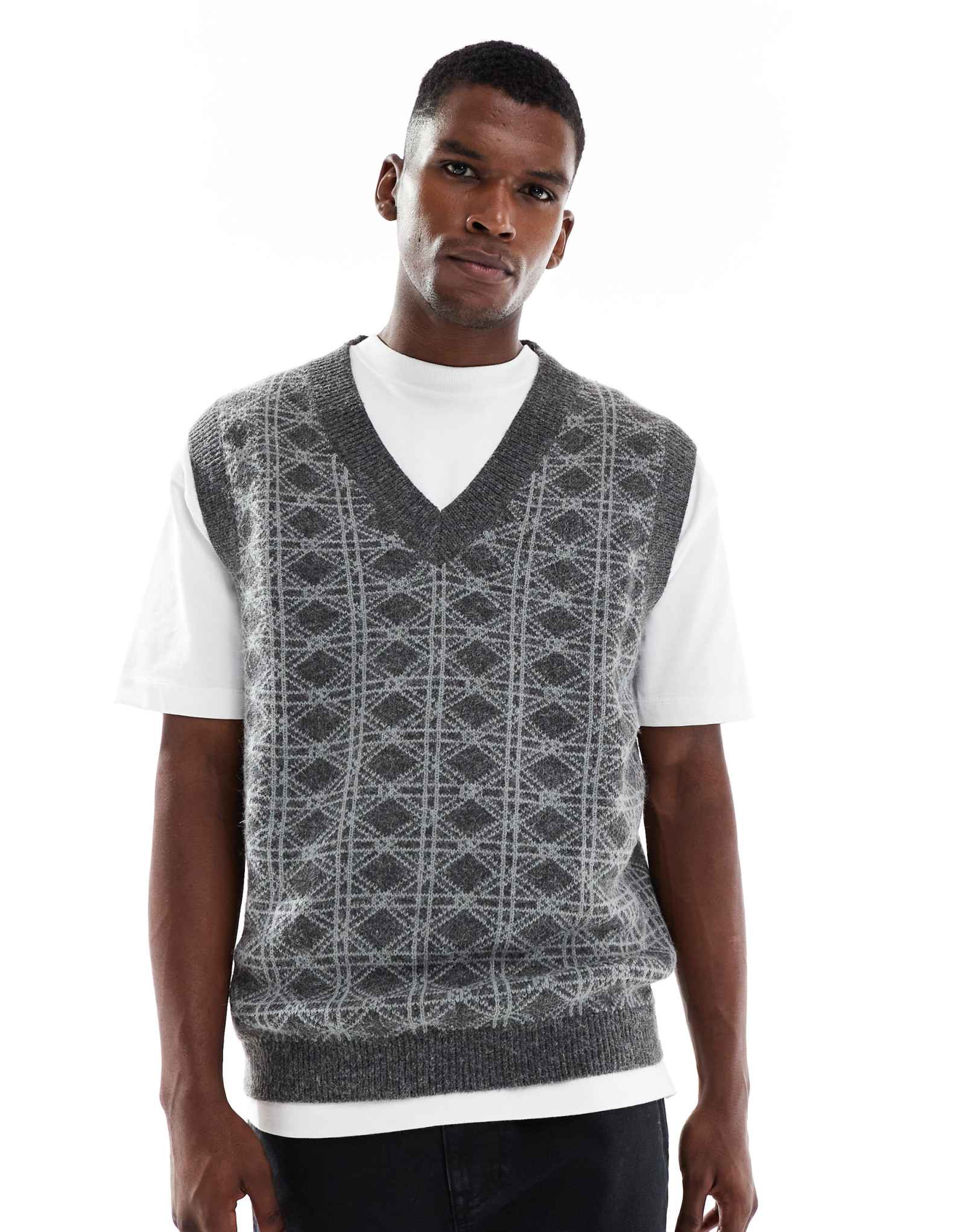 Вязаный жилет Jack &Jones с серым рисунком