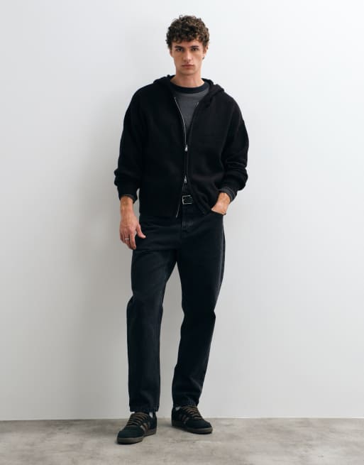Jack & Jones knit zip up hoodie in black, 4 of 8