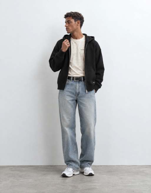 Jack & Jones knit zip up hoodie in black, 6 of 8