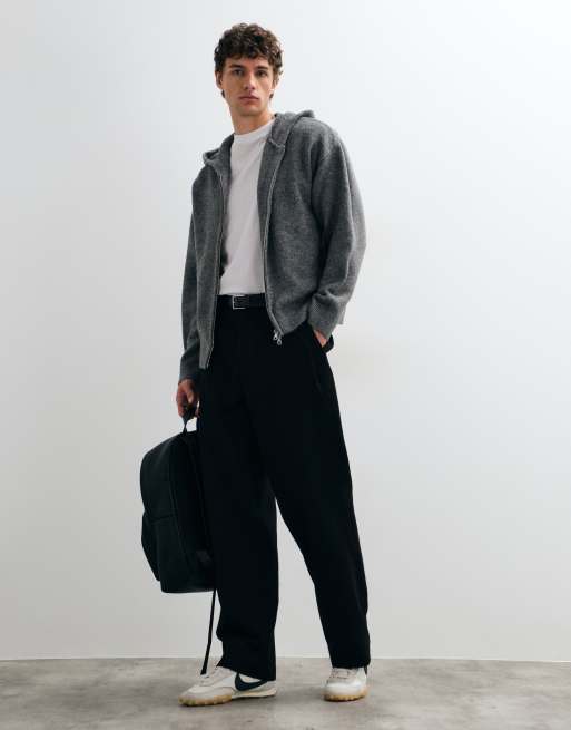 Jack & Jones knit zip up hoodie in dark gray, 5 of 9