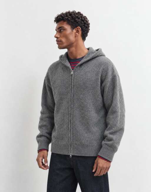 Jack & Jones knit zip up hoodie in dark gray, 9 of 9