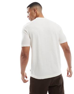 Jack & Jones Knitted Button Through Polo In White