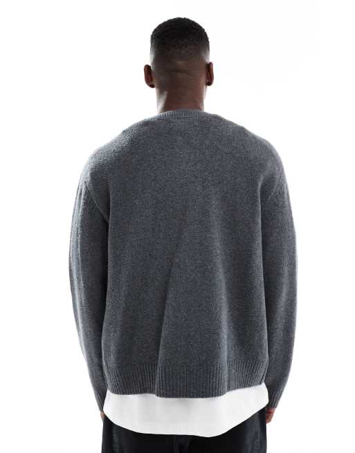 Jack & Jones knitted cardigan in dark grey, 3 of 5