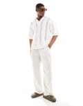 [Jack & Jones] Jack & Jones knitted crochet polo in white XS White
