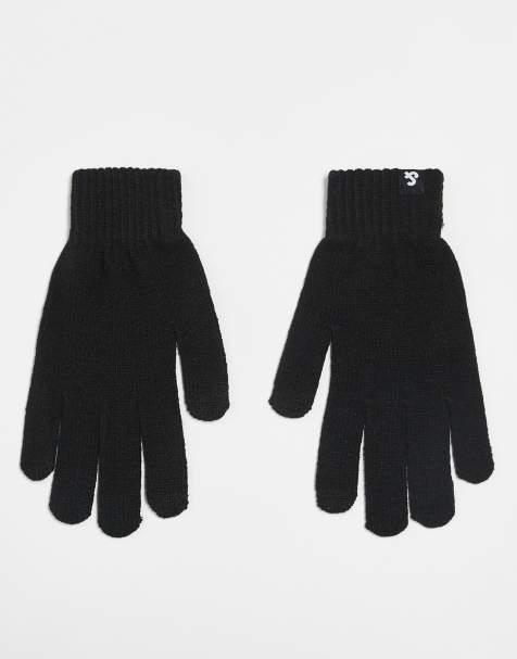 Jack & Jones knitted gloves in black - view 1
