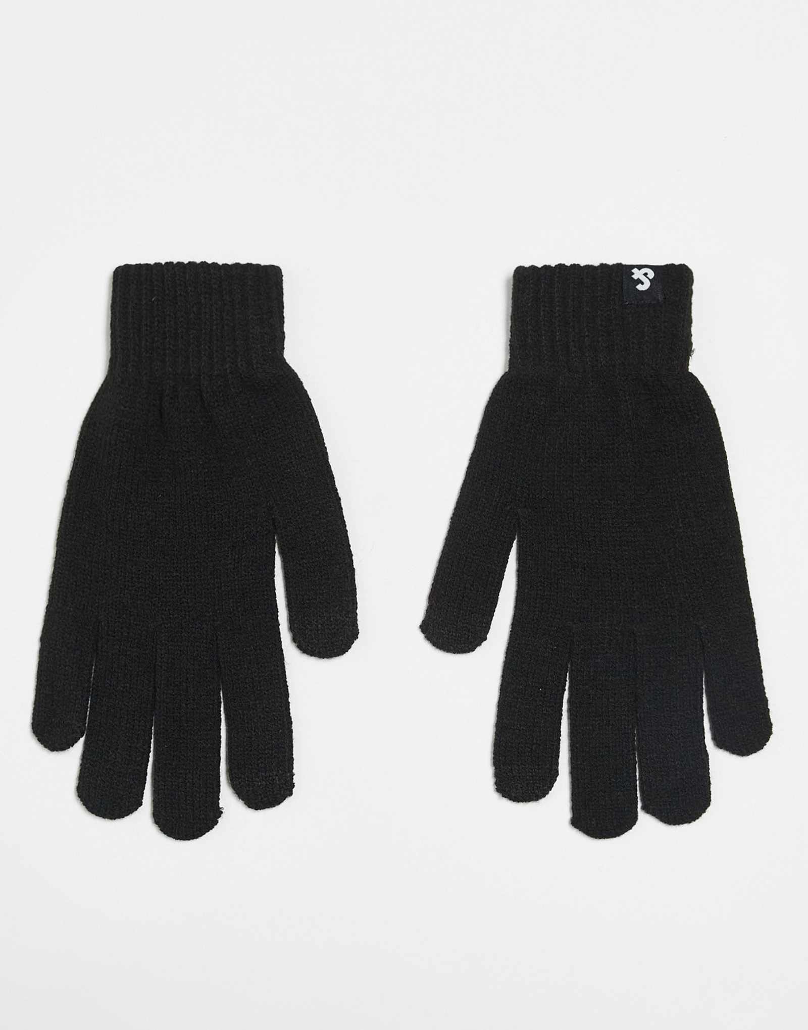 Вязаные перчатки Jack &Jones черного цвета