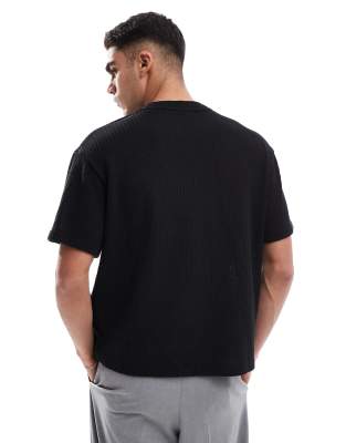 Jack & Jones Knitted Oversize T-shirt In Black