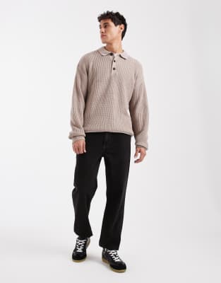 Jack & Jones Knitted Polo In Gray