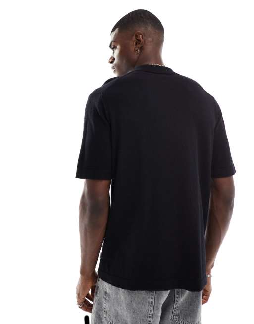 Jack & Jones knitted polo in black, 4 of 4