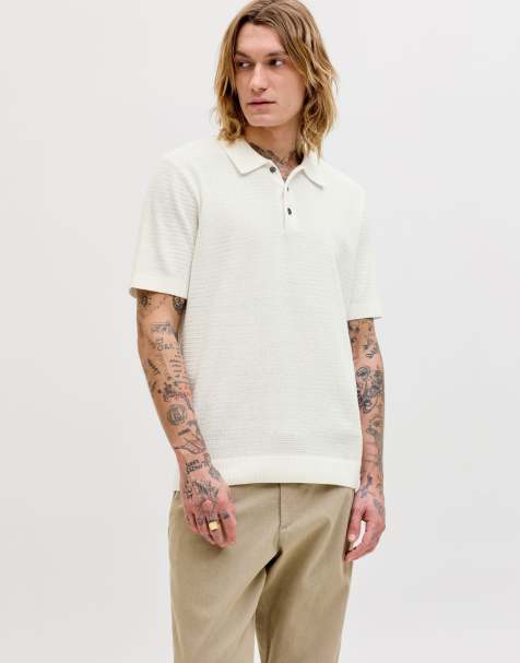 Jack & Jones Knitted polo in cloud dancer - view 1