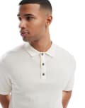 [Jack & Jones] Jack & Jones knitted polo in cream-White XS Cloud Dancer