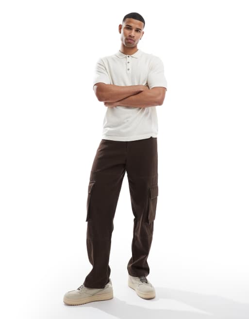Jack & Jones knitted polo in cream, 3 of 4