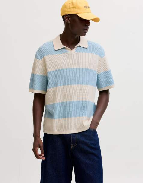 Jack & Jones Knitted polo in light blue - view 1