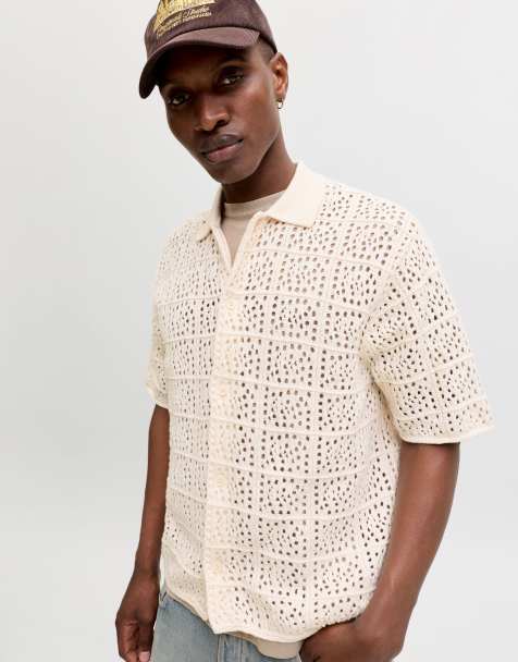 Jack & Jones Knitted polo in sea salt - view 1