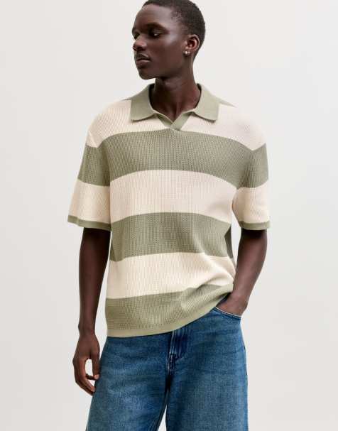 Jack & Jones Knitted polo in sea salt - view 1