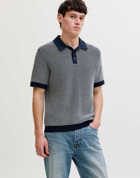 Jack & Jones Knitted polo in sky captain - view 1
