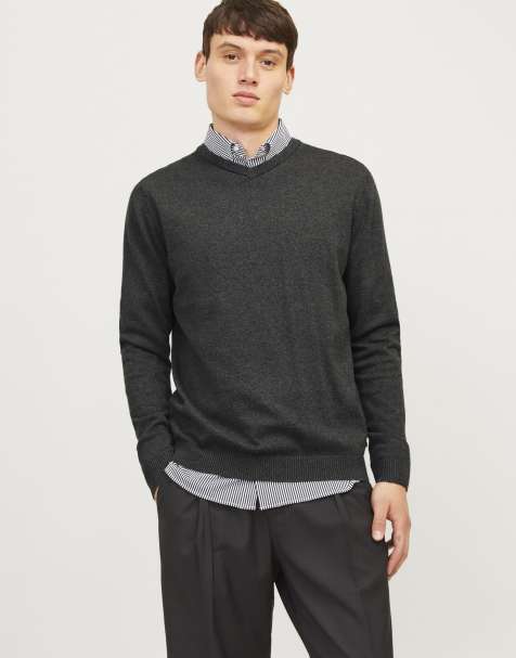 Jack & Jones Knitted pullover in dark grey melange - view 1