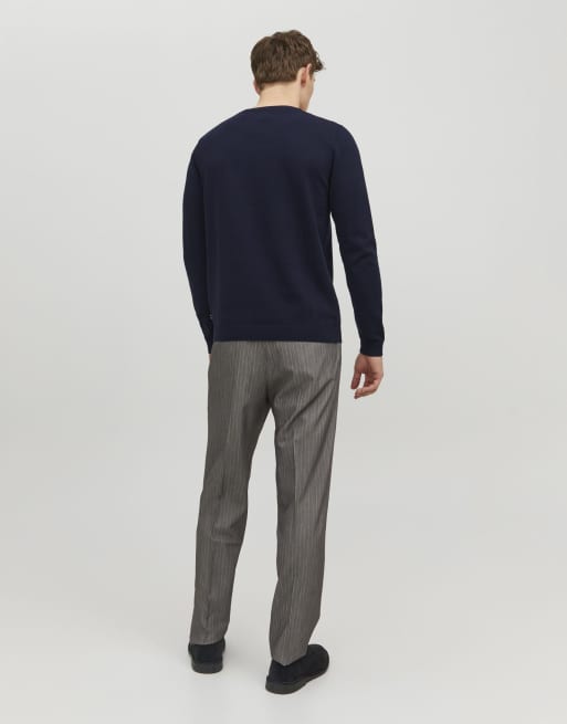 Jack & Jones Knitted pullover in navy blazer 1, 2 of 7