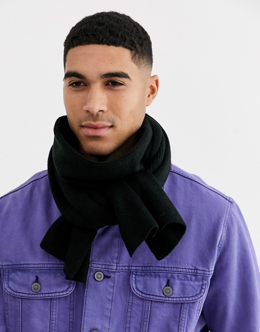 Jack & Jones knitted scarf in black