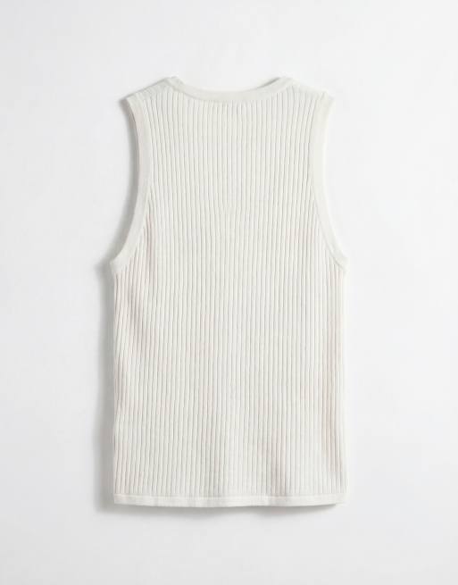 Jack & Jones knitted sheer vest in cream, 7 of 12