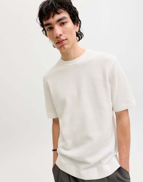 Jack & Jones Knitted t-shirt in cloud dancer - view 1