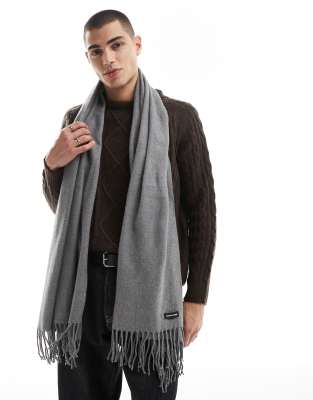 Jack & Jones Jack & Jones knitted tassle scarf in grey melange