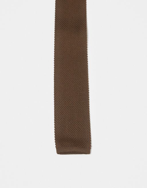 Jack & Jones knitted tie in brown