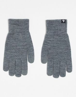 Jack & Jones knitted touch screen gloves in grey