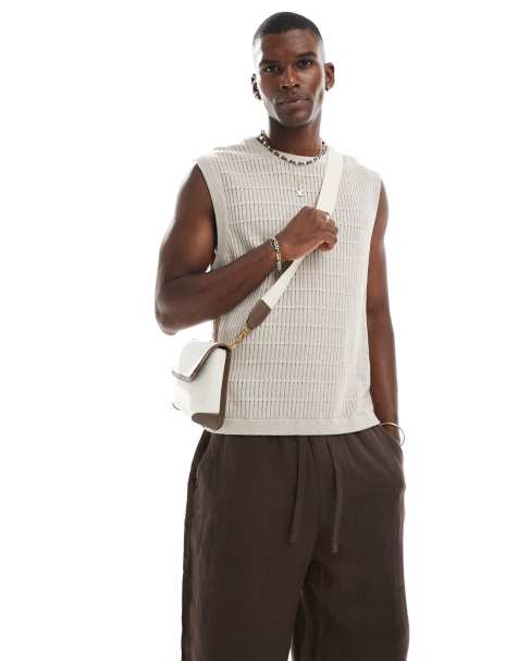 Jack & Jones knitted vest in beige - view 1