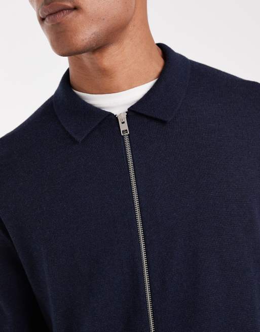 Jack & Jones knitted zip cardigan in navy, 5 of 5