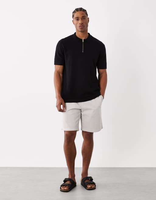 Jack & Jones knitted zip polo in black, 2 of 5