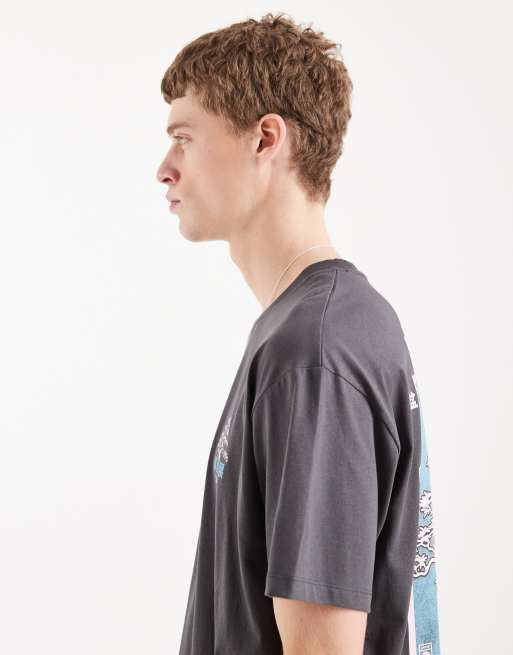 Jack & Jones - Koksgrå T-shirt med bonsai-print på ryggen, 4 af 5