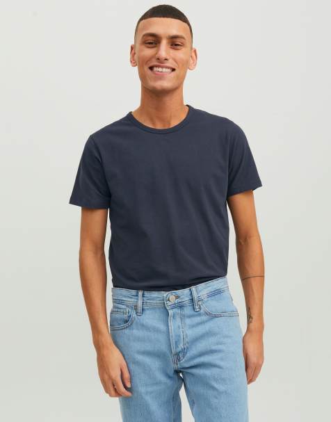 Jack & Jones - Kortærmet basis-T-shirt i blå - view 1