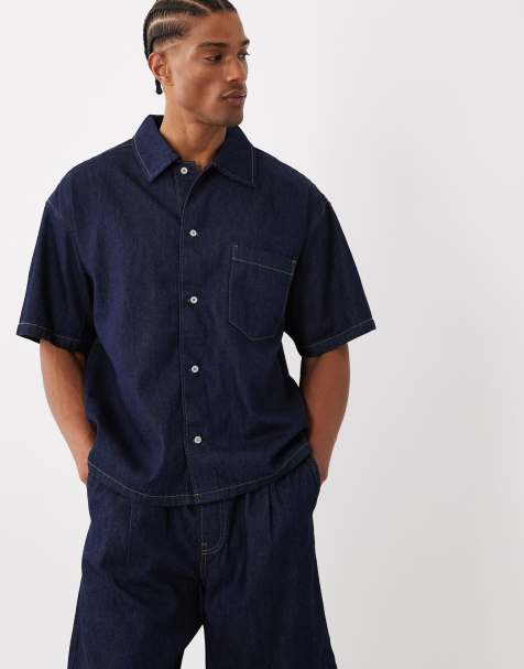 Jack & Jones – Koszula jeansowa z krótkimi rękawami z surowego denimu, część zestawu - view 1