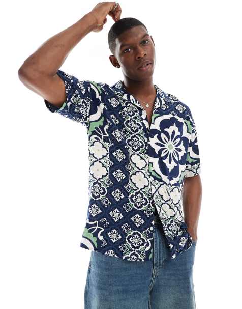 Jack & Jones oversize shirt with tile print
