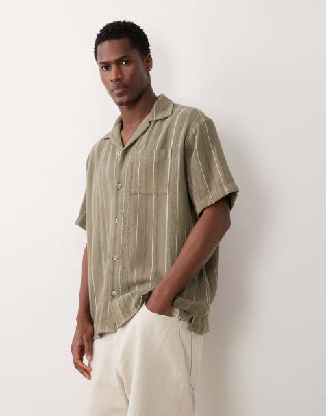 Jack & Jones – Koszula z krótkimi rękawami w kolorze khaki w paski - view 1