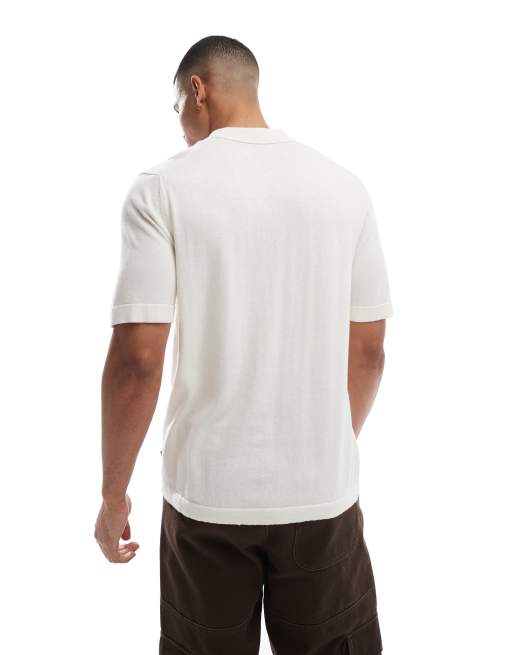 Jack & Jones – Kremowa dzianinowa koszulka polo, 4 z 4