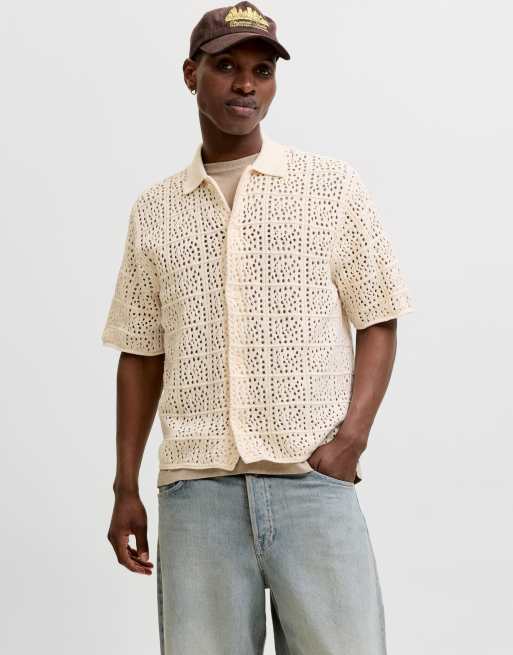 Jack & Jones – Kremowa dzianinowa koszulka polo, 5 z 5