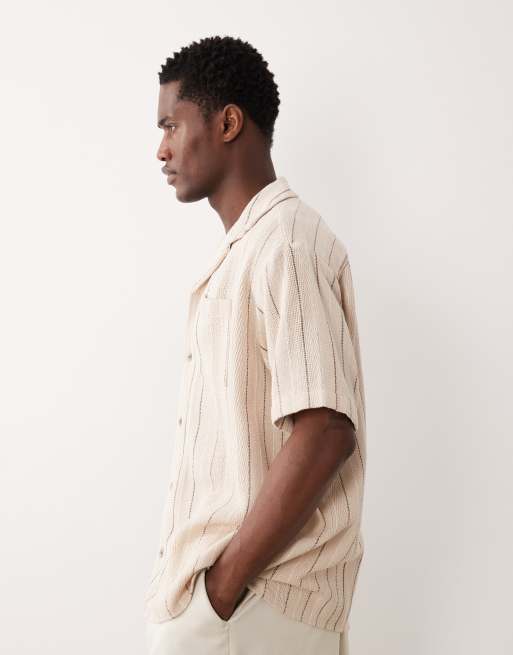 Jack & Jones – Kremowa koszula w paski z krótkimi rękawami, 4 z 5