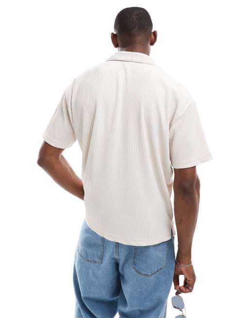 Jack & Jones – Kremowa plisowana koszula, 4 z 4