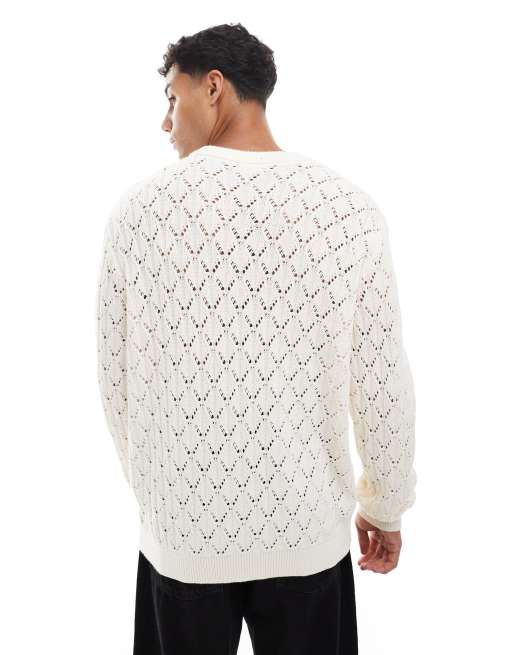 Jack & Jones – Kremowy sweter z ażurowym wzorem, 4 z 5