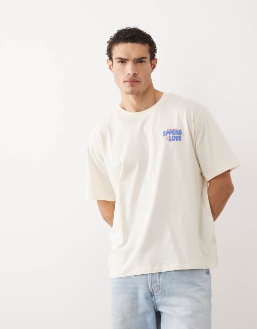 Jack & Jones – Kremowy T-shirt oversize z nadrukiem kreskówkowym, 2 z 5