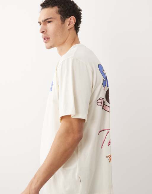 Jack & Jones – Kremowy T-shirt oversize z nadrukiem kreskówkowym, 4 z 5