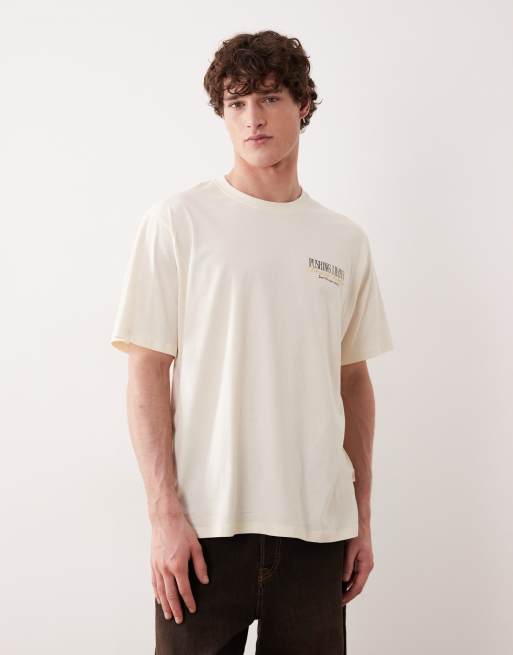 Jack & Jones – Kremowy T-shirt oversize z nadrukiem samochodu na plecach, 2 z 5